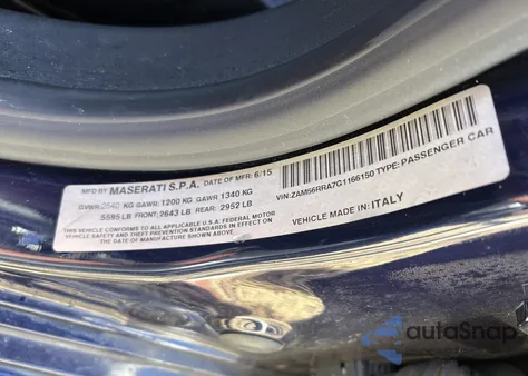 2016 Maserati Quattroporte S Q4 z USA, uszkodzony, nr VIN ZAM56RRA7G1166150